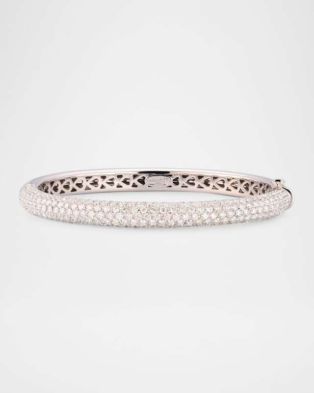 18K White Gold Thin Pavé Diamond Bangle